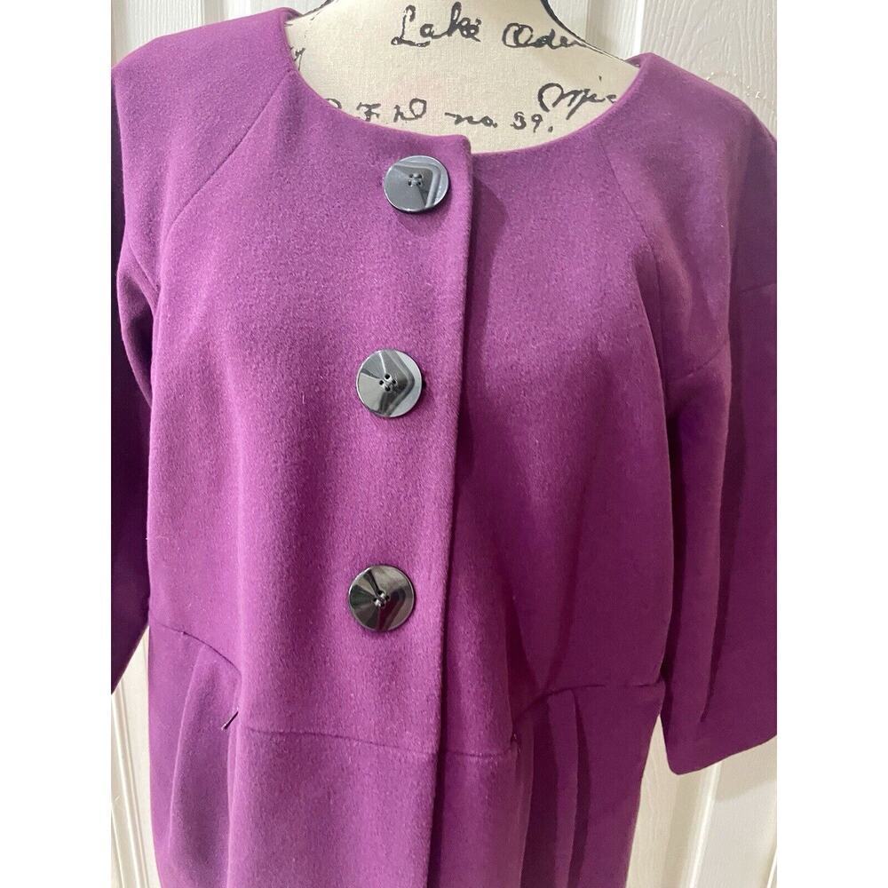 JH COLLECTION COAT 3/4 PEACOAT CROPPED CRANBERRY PURPLE SZ 1X MINIMALIST CHIC - Picture 4 of 11